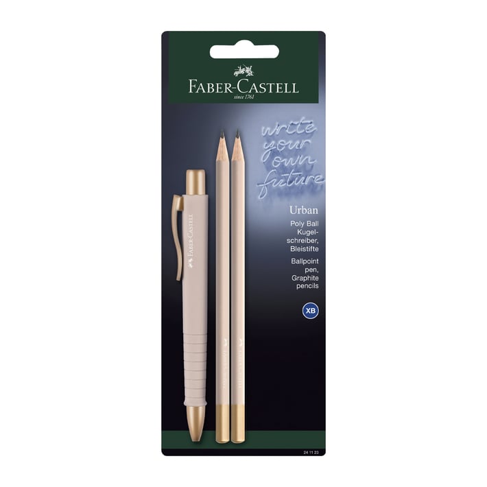 Faber-Castell Химикалка Poly Ball Urban, с 2 молива, бледорозови