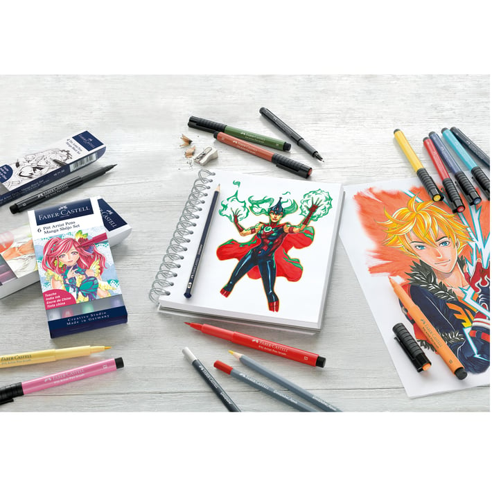 Faber-Castell Маркер Pitt Artist Pen, 8 цвята, Manga Set