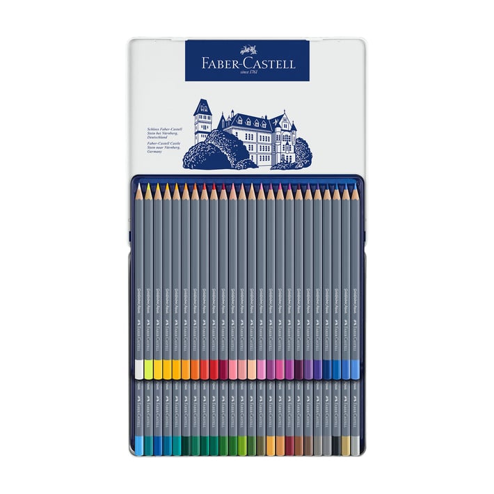 Faber-Castell Акварелни моливи Goldfaber Aqua, 48 цвята, в метална кутия