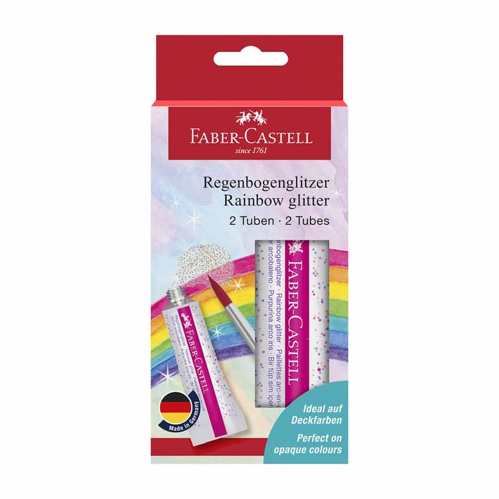 Faber-Castell Лепило Glitter Rainbow, 12 ml, 2 броя блистер