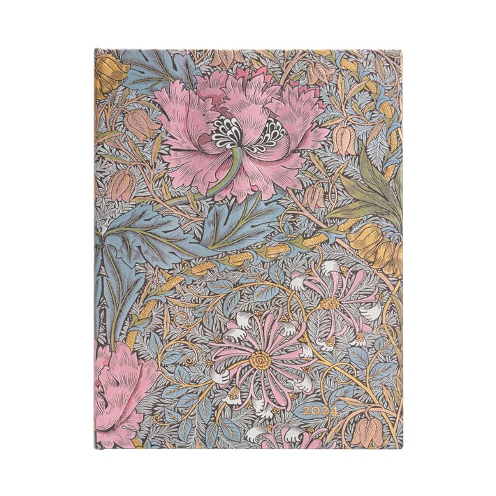 Paperblanks Планер William Morris, Ultra, хоризонтален, твърда корица, 80 листа, за 2024 година