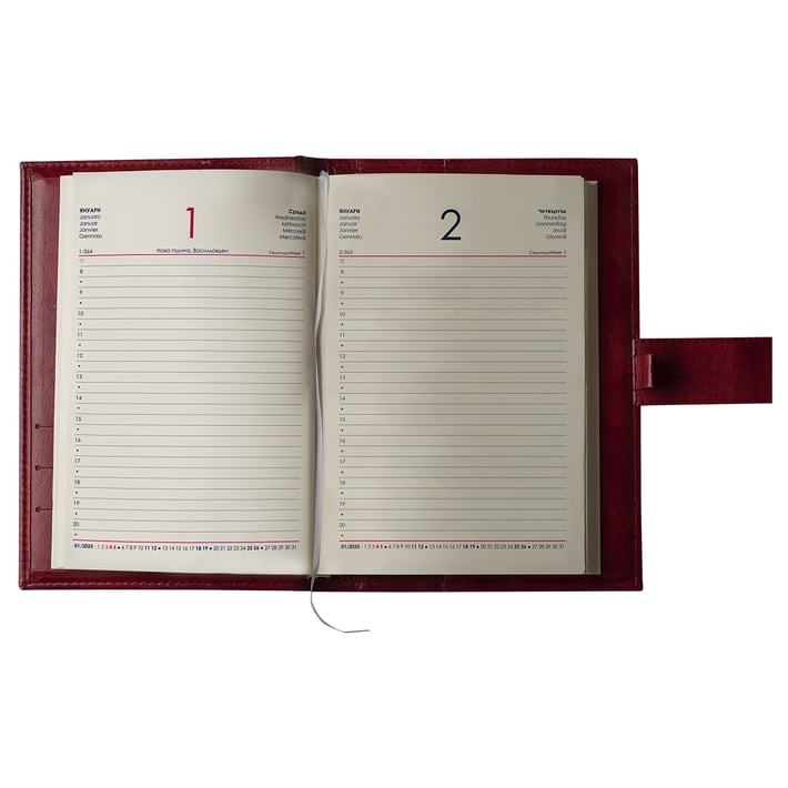 Календар-бележник Кинг, с дати, B5, червен