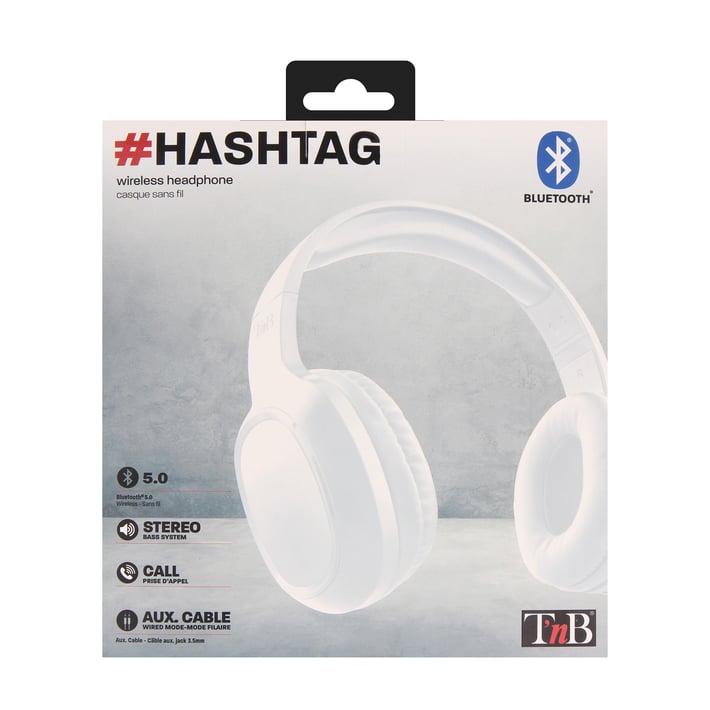 TNB Слушалки Hashtag, с Bluetooth, бели