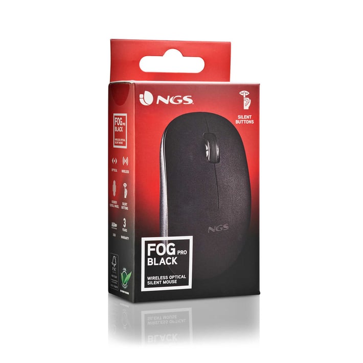 NGS Мишка Fog Pro, безжична, 3 бутона, 1000 dpi, черна
