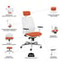 MJ Ергономичен стол Ada White, директорски, оранжева седалка, бяла облегалка