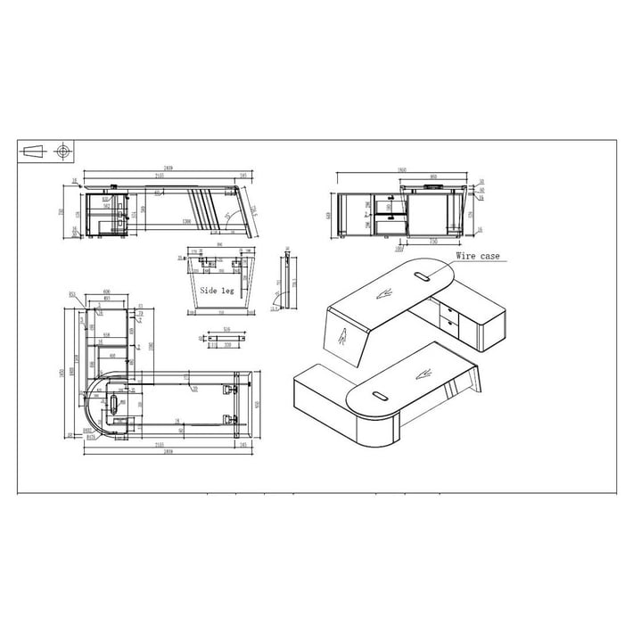 RFG Бюро Savona, с контейнер, 2400 х 1850 х 750 mm, дъб и сиво