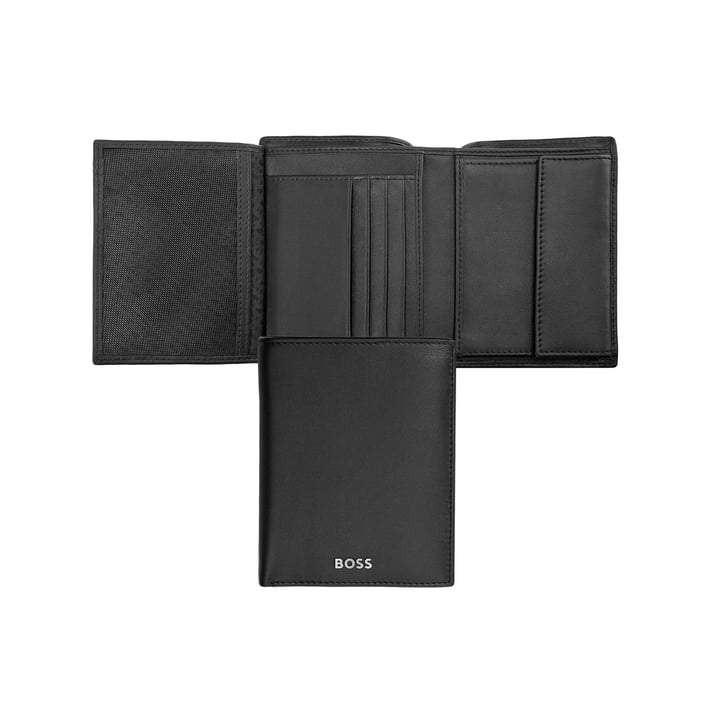 Hugo Boss Портфейл Classic Smooth, вертикален, с капак, черен