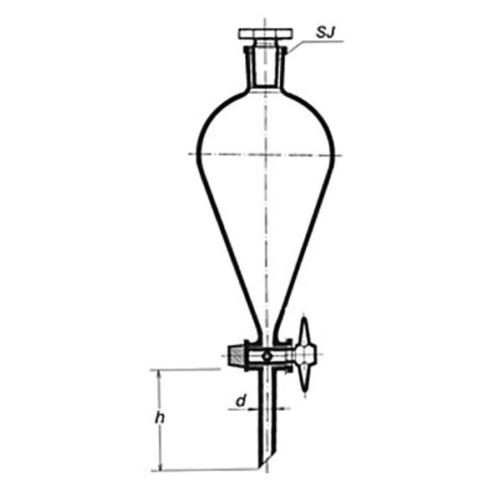 Делителна фуния крушовидна 250 ml.