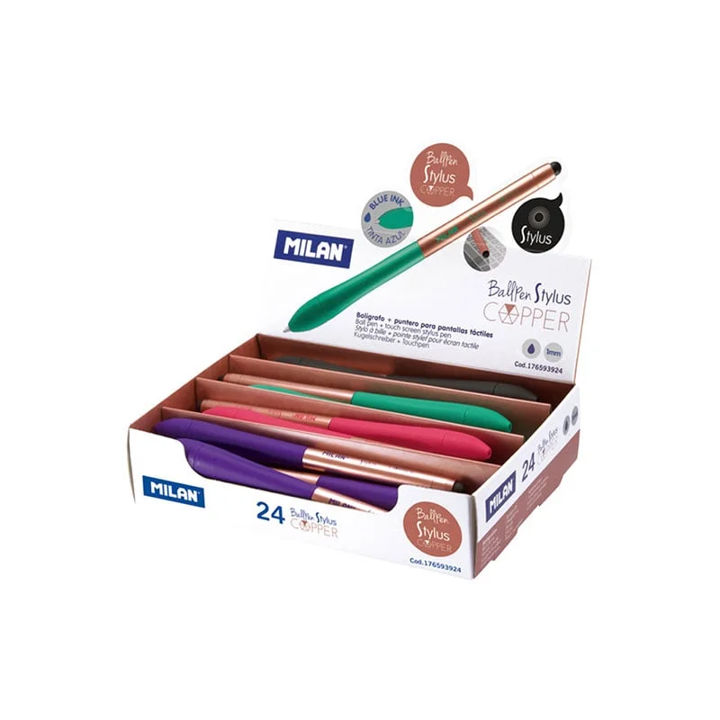 Milan Ballpoint Pen Stylus Copper, automatic, 1.0 mm, assorted colours, blue ink