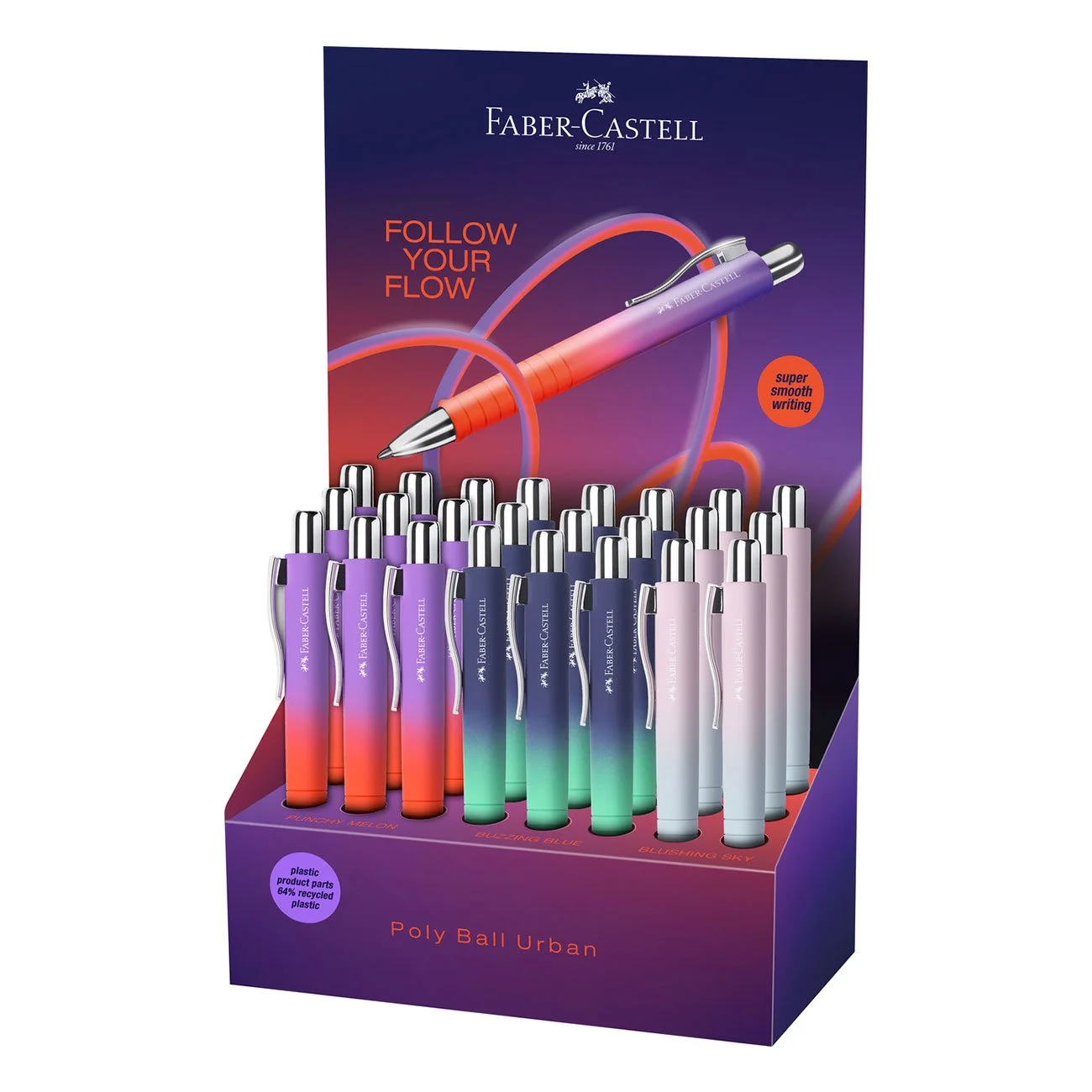 Faber-Castell Poly Ball Urban Flow ballpoint pen, 24 pieces in display
