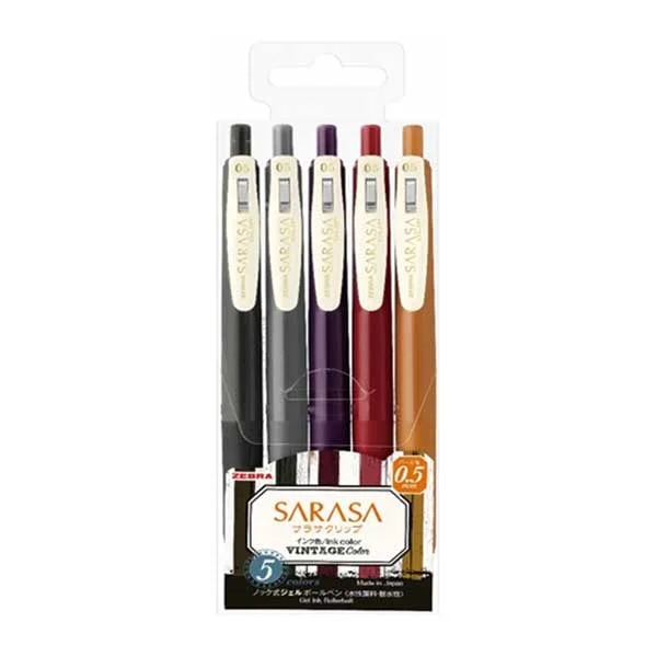 Zebra Gel Roller Sarasa Clip Vintage, automatic, 0.5 mm, 5 pieces