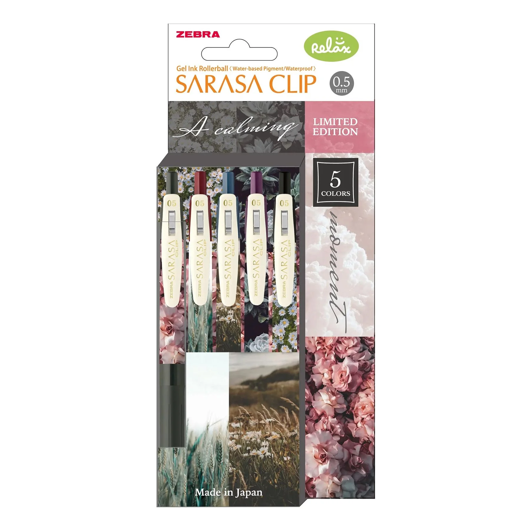Zebra Gel roller Sarasa Clip Calming Moment, 0.5 mm, 5 colors
