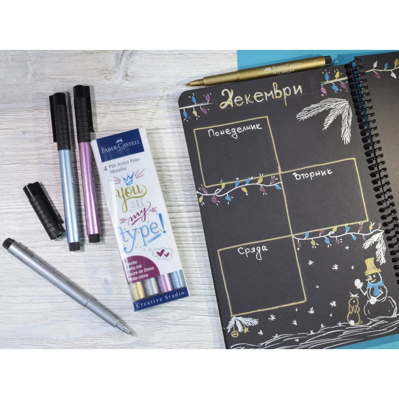 Faber-Castell Marker Pitt Artist, Creative Studio, metallic, 4 colors