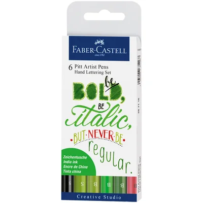 Faber-Castell Pitt Artist marker, calligraphy set, 6 green colors