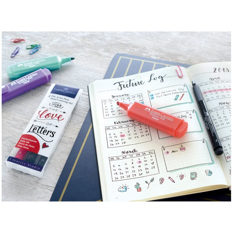 Faber-Castell Pitt Artist marker, calligraphy set, 6 green colors
