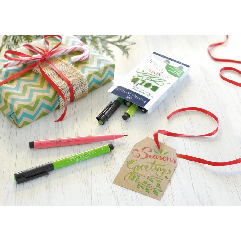 Faber-Castell Pitt Artist marker, calligraphy set, 6 green colors