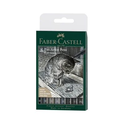 Faber-Castell Brush pen Pitt Artist, black-gray, 8 pieces