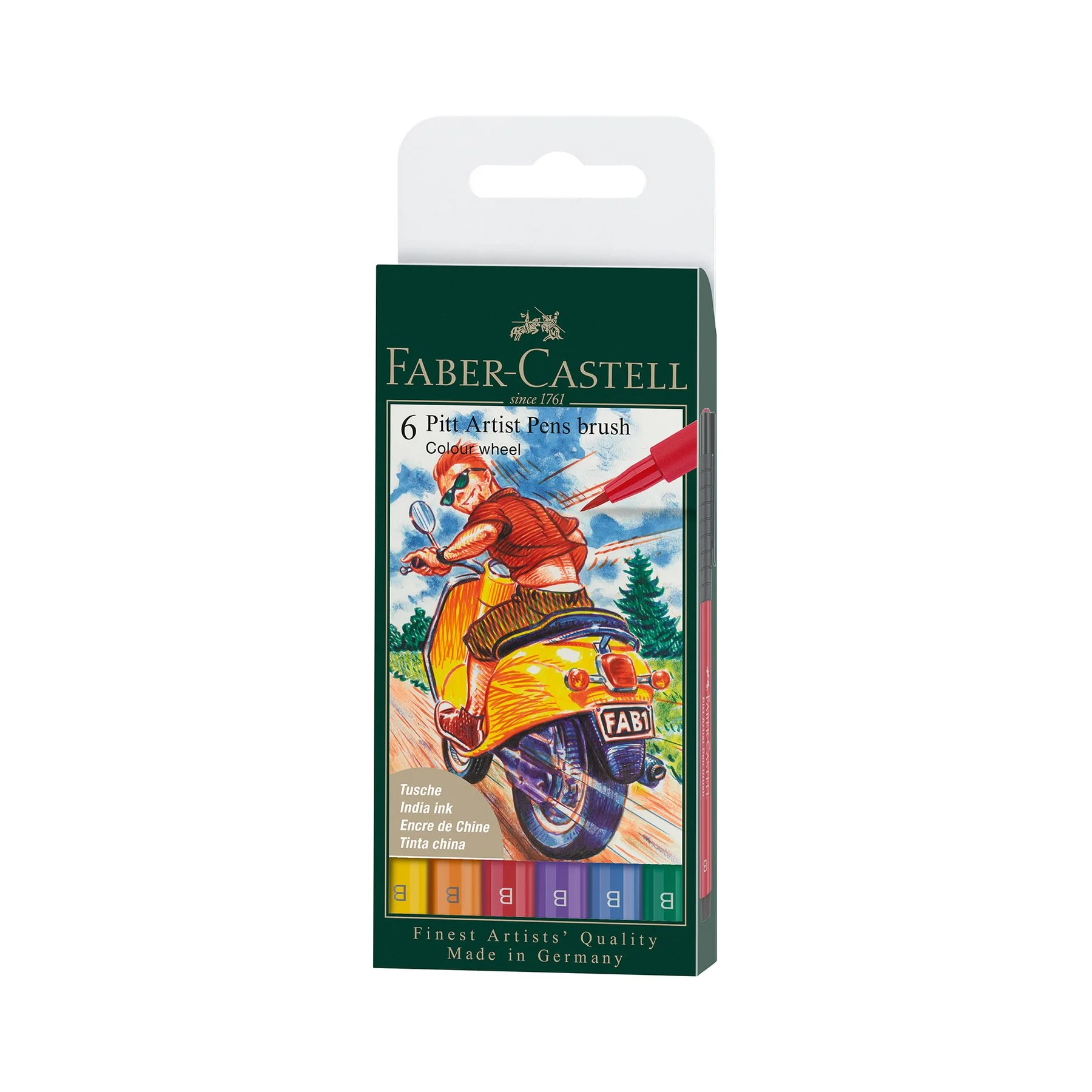 Faber-Castell Pitt Artist Brush Pen, colour wheel, 6 pieces