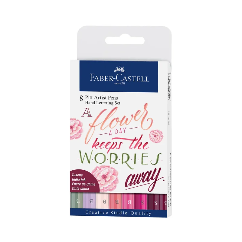 Faber-Castell Set Sweet Love - Pitt Artist Brush Pen, 8 colors and Gipta Sweet Love Notebook A4, white