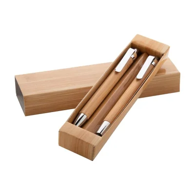 Cool Pen and Mechanical Pencil Set, bamboo, in box