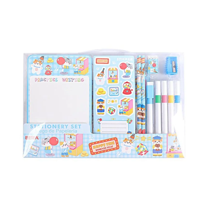 Beifa kids stationery set with whiteboard, 14 pcs, assorted