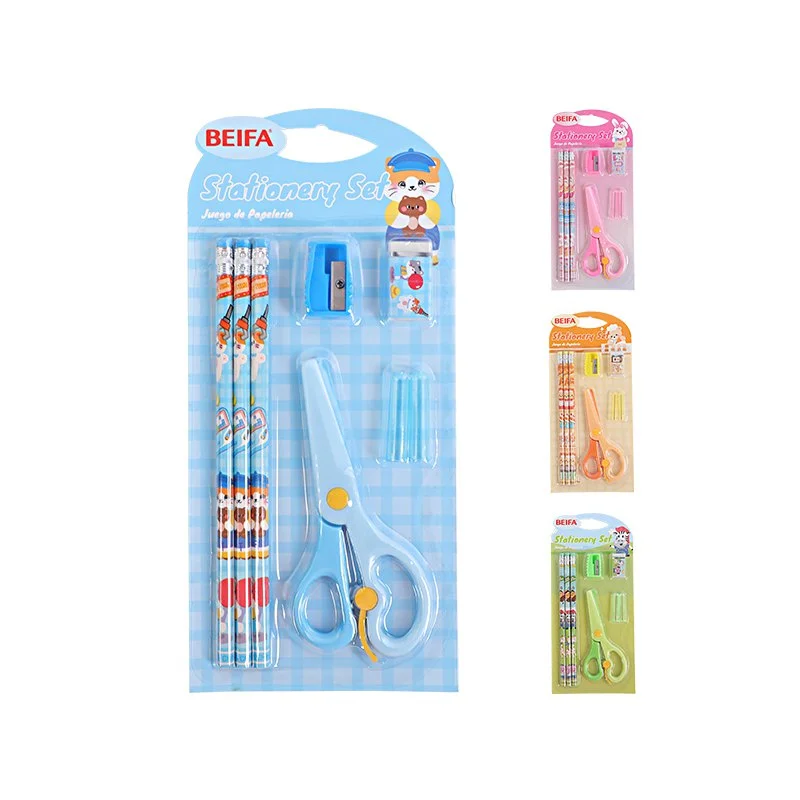 Beifa kids stationery set, 8 pcs, assorted
