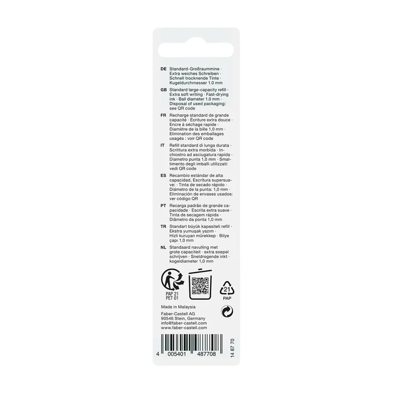 Faber-Castell Пълнител за химикалка X-Soft, M, черен, в блистер