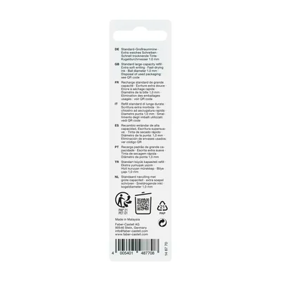 Faber-Castell Пълнител за химикалка X-Soft, M, черен, в блистер