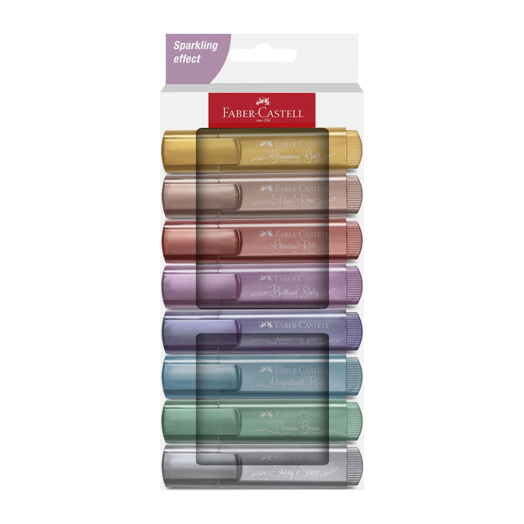 Faber-Castell Highlighter 1546, metallic, with glitter effect, 8 colours
