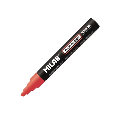 Milan Marker Fluoglass, chisel, erasable, red