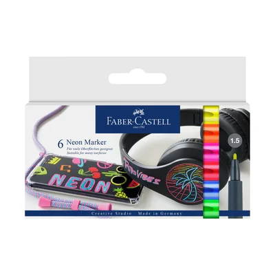 Faber-Castell Highlighters, Round, Neon, 6 Colours