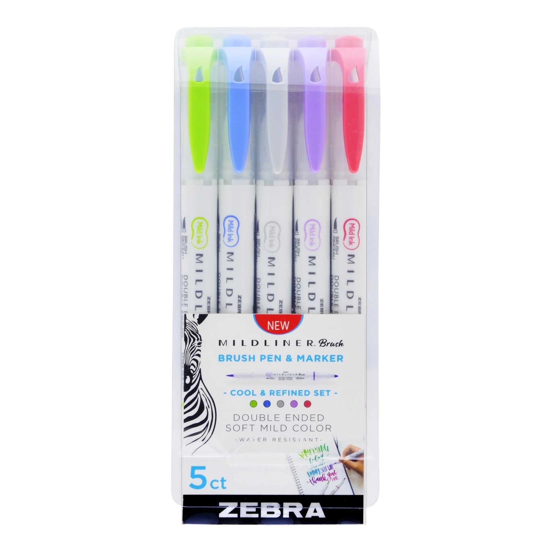 Zebra Brush marker Mildliner Brush&Marker Cool & Refined, 5 colours