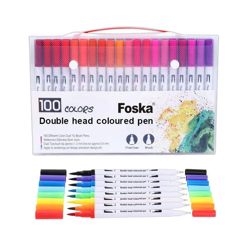 Foska Brush Pen Marker, 100 colors