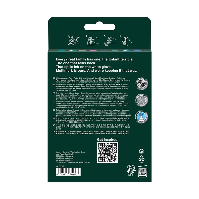 Faber-Castell Акрилен маркер Multimark Frost, 6+2 броя