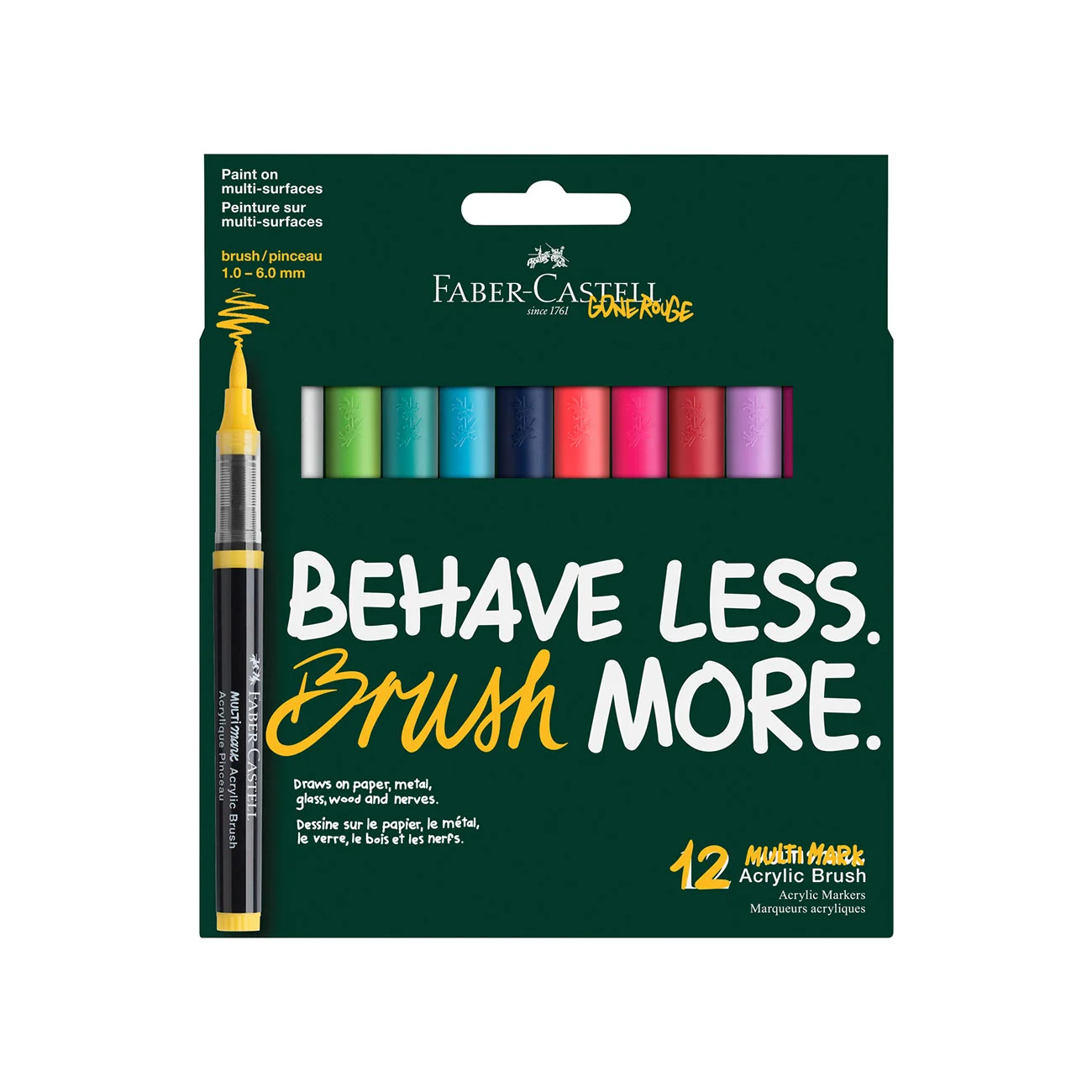 FABER-CASTELL MULTIMARK ACRYLIC BRUSH MARKERS 12 PCS DOPAMIN