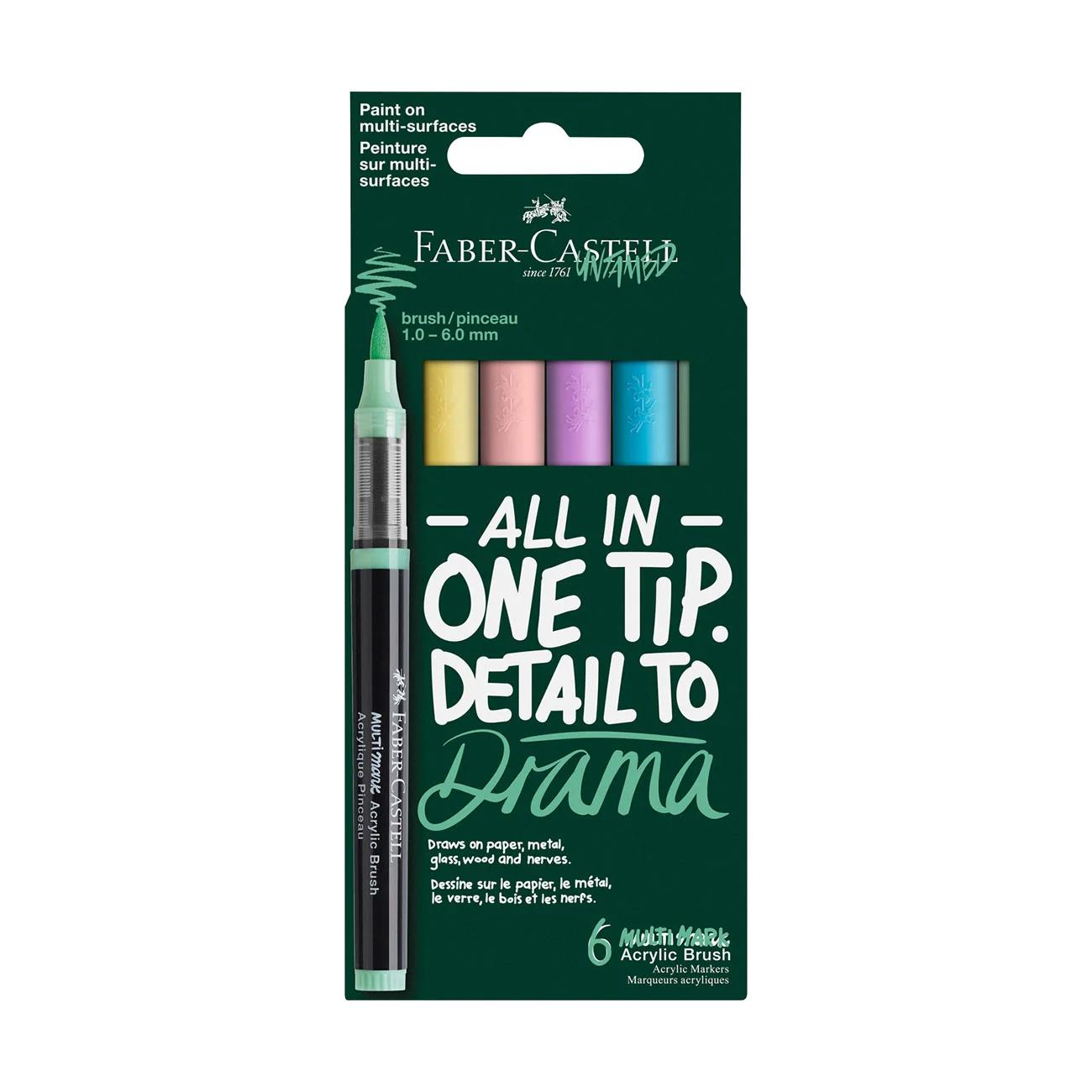 FABER-CASTELL MULTIMARK ACRYLIC BRUSH MARKERS 6 PCS PASTEL