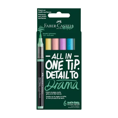 Faber-Castell Маркер-четка Multimark Pastel, акрилен, 6 броя