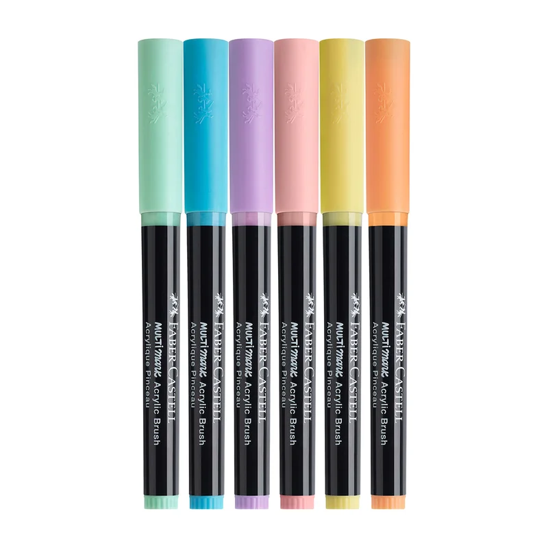 Faber-Castell Маркер-четка Multimark Pastel, акрилен, 6 броя