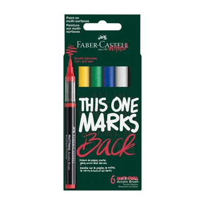 Faber-Castell Маркер-четка Multimark Primary, акрилен, 6 броя