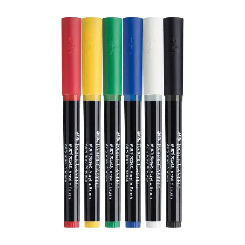 Faber-Castell Маркер-четка Multimark Primary, акрилен, 6 броя