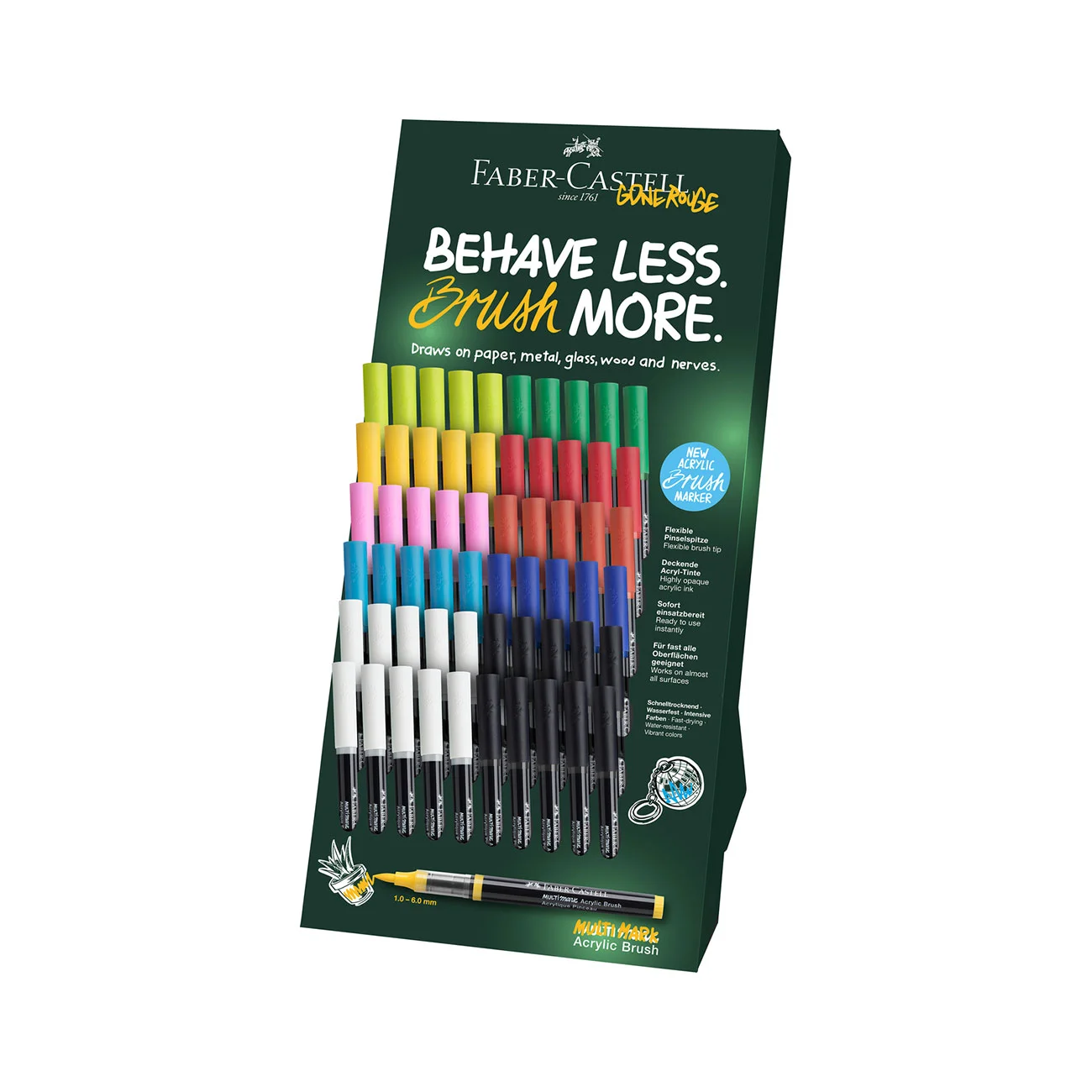 FABER-CASTELL MULTIMARK ACRYLIC BRUSH MARKERS 60 PCS DISPLAY