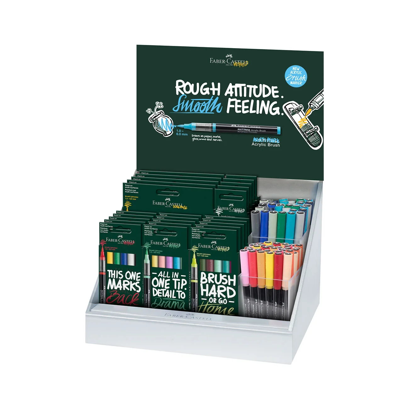 FABER-CASTELL MULTIMARK ACRYLIC BRUSH MARKERS FAMILY DISPLAY