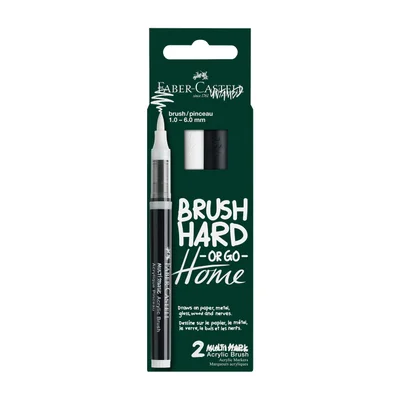 Faber-Castell Multimark Acrylic Brush Marker, White & Black