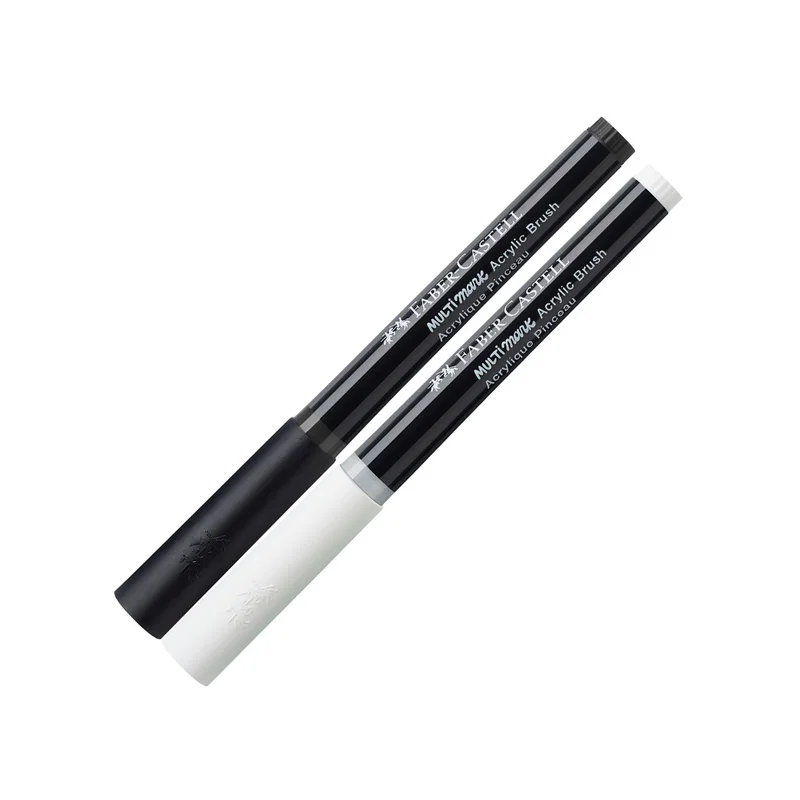 Faber-Castell Multimark Acrylic Brush Marker, White & Black