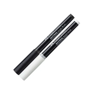 Faber-Castell Multimark Acrylic Brush Marker, White & Black