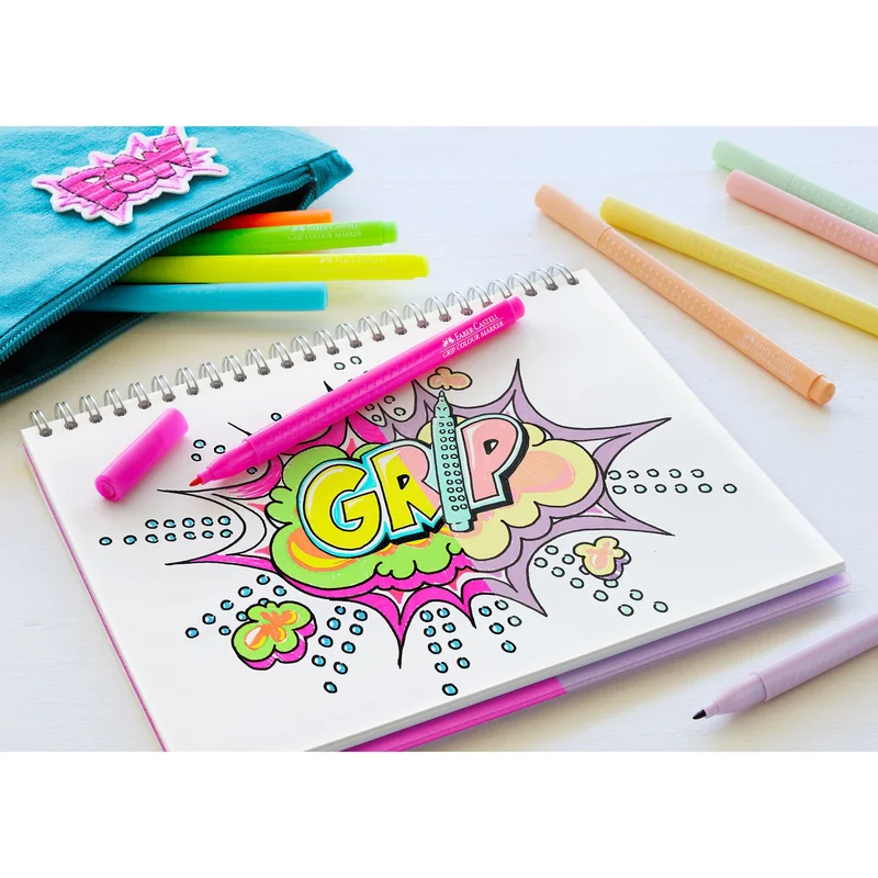 Faber-Castell Felt-tip Pens Grip, 5 neon + 5 pastel