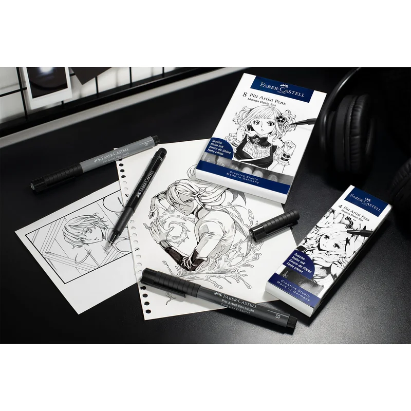 Faber-Castell Тънкописец Pitt Artist Pen, Drawing Manga, 4 броя (XS, F, S, B)