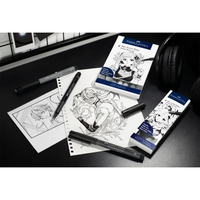 Faber-Castell Fineliners Pitt Artist Pen, Drawing Manga, 4 pieces (XS, F, S, B)
