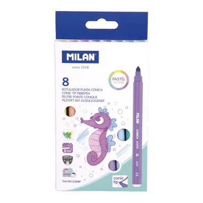 Milan Felt-Tip Pens, 8 pastel colours