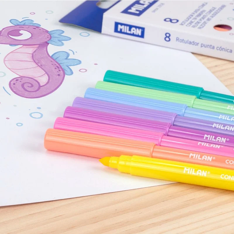 Milan Felt-Tip Pens, 8 pastel colours